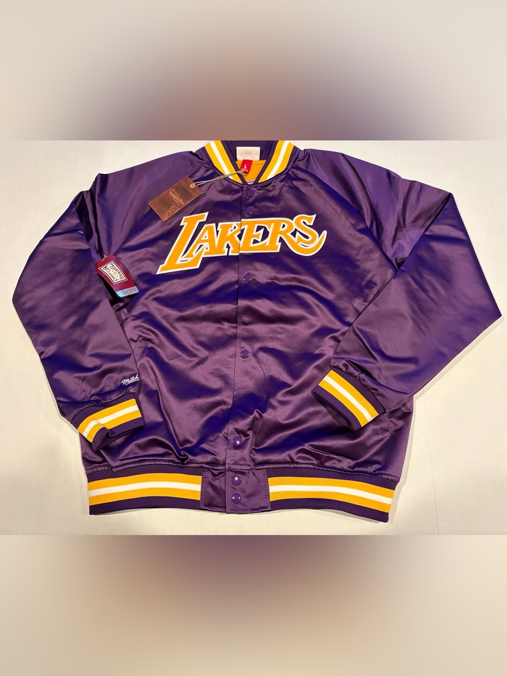 Los Angeles Lakers Purple Mitchell & Ness Satin Jacket Mens Size Large